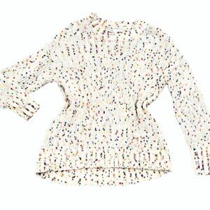 Seven7 Slouchy Chunky Knit Sweater Sz S Multicolor Confetti Pom Poms 193G